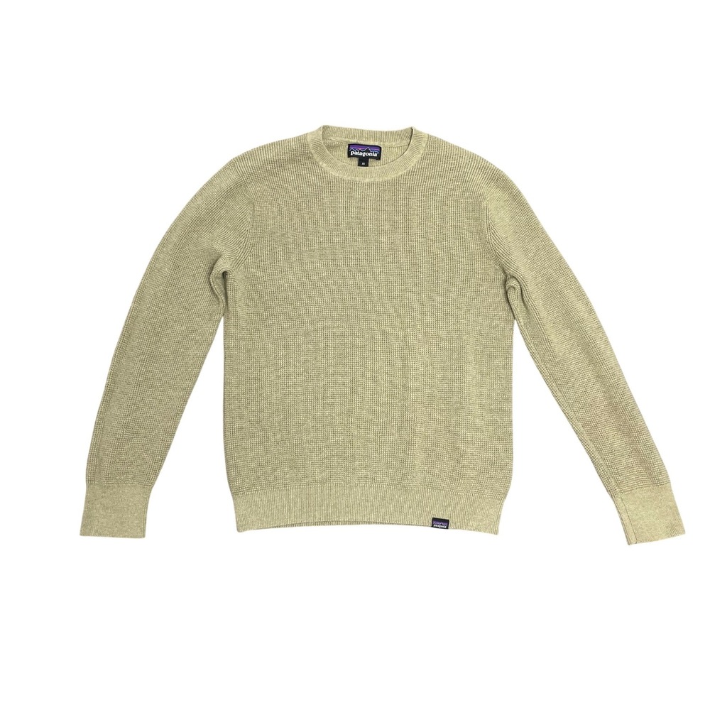 Patagonia Beige Ribbed Chunky Knit Crew Neck Sweater Size XS Organic Cotton